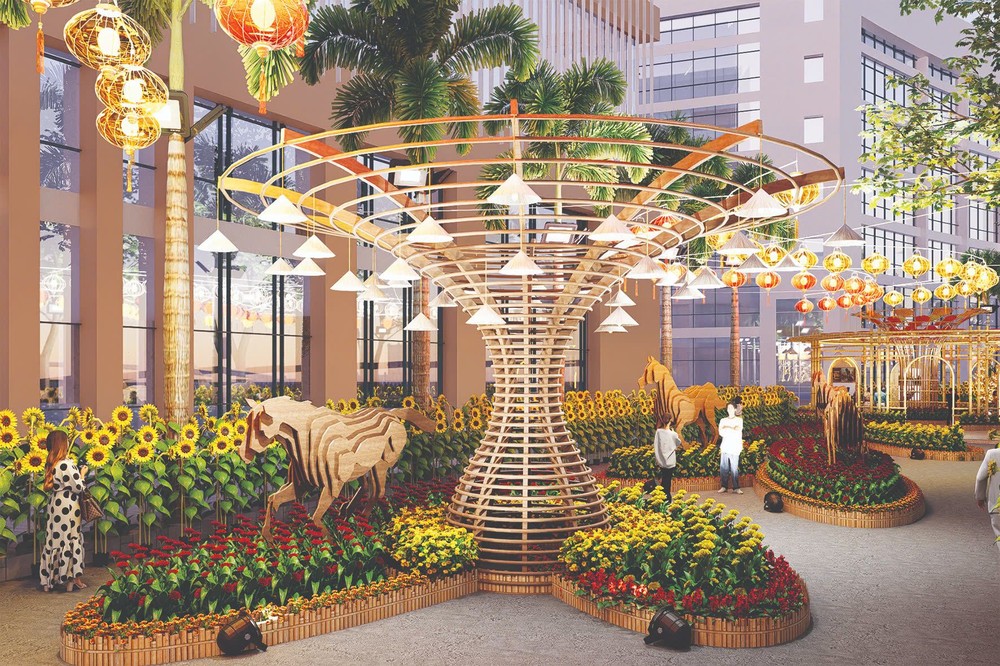 “丙午年富美兴春花会”配景图。