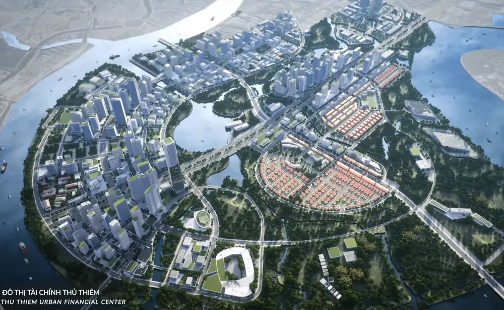 Phối cảnh trung tâm tài chính tại Thủ Thiêm. Ảnh: UBND TP Thủ Đức