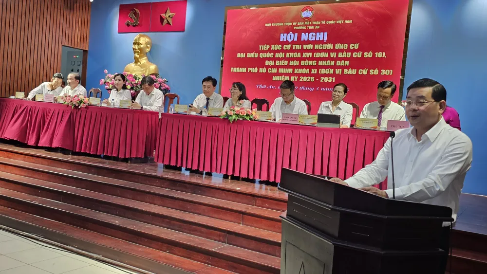 Giám đốc Sở NN-MT Nguyễn Toàn Thắng phát biểu Chương trình hành động của mình. Ảnh: Đỗ Trà Giang