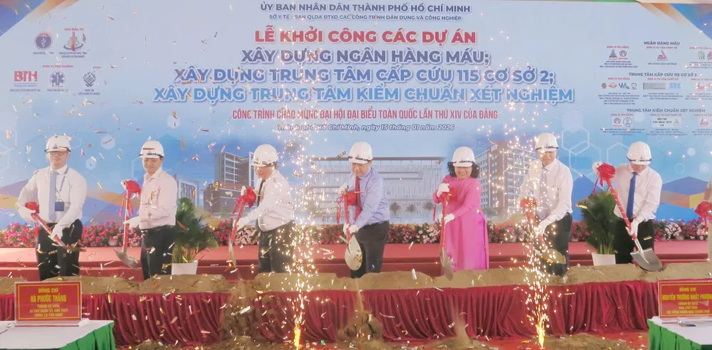 Nghi thức khởi công 3 dự án: Ngân hàng máu, Trung tâm Cấp cứu 115 cơ sở 2 và Trung tâm Kiểm chuẩn xét nghiệm Thành phố
