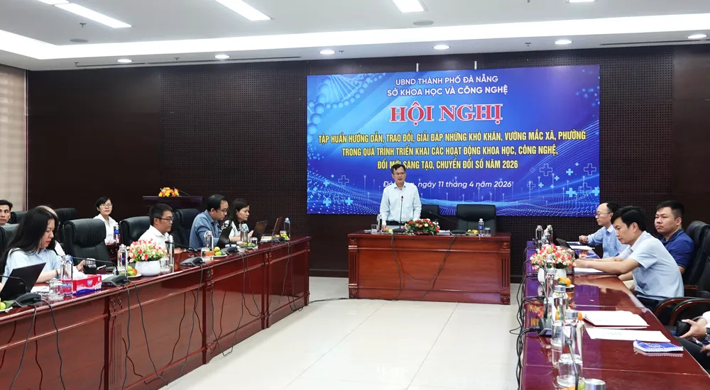 Điểm cầu trực tiếp của hội nghị tại Trung tâm hành chính TP Đà Nẵng. Ảnh: XUÂN QUỲNH