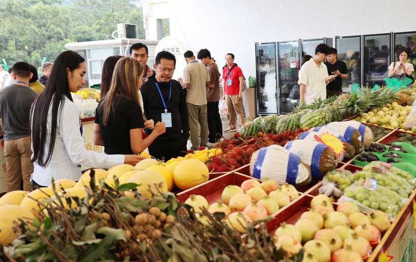 越南水果在友谊关售卖。