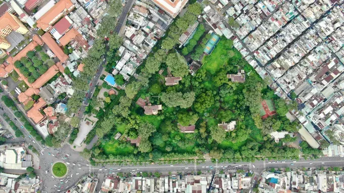 从高空俯瞰的胡志明市茉莉园坊李太祖街1号地块。