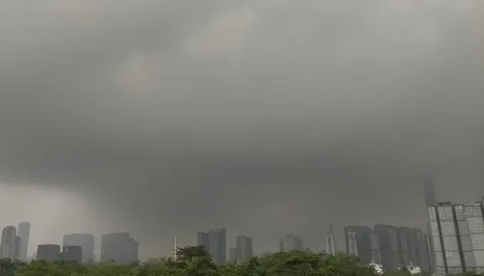  1月13日上午，在胡志明市的一场阵雨。