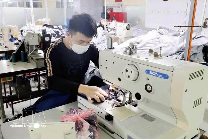 兴安省兴越制衣公司生产出口日本市场的服装产品。图自越通社