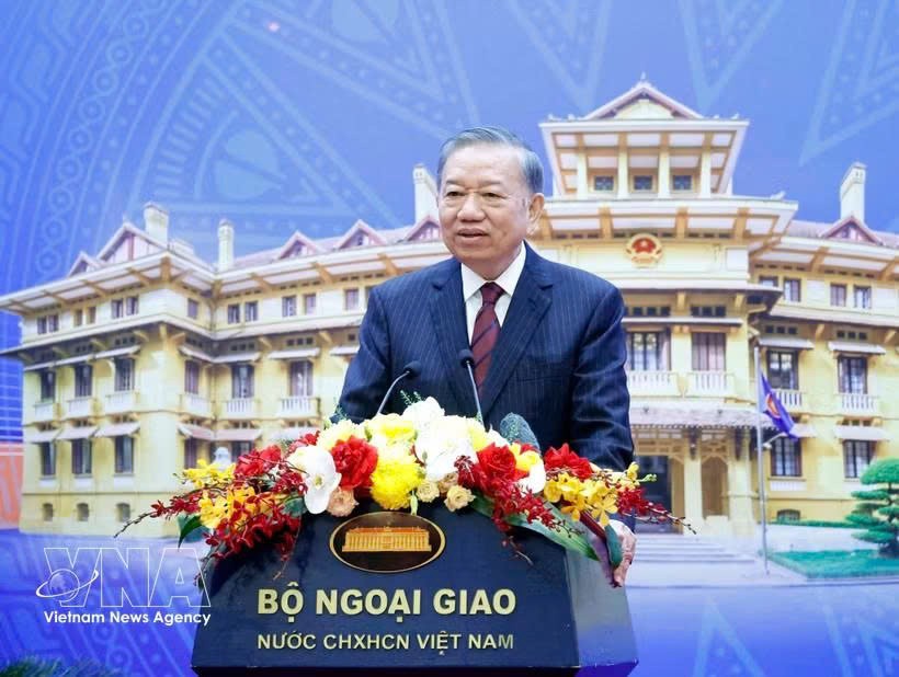 党中央总书记、国家主席苏林出席会议并发表指导性讲话。图自越通社