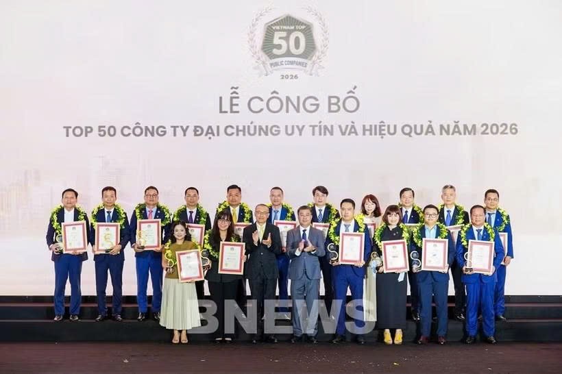 2026年越南诚信与高效上市公司50强榜单发布仪式。图自Bnews