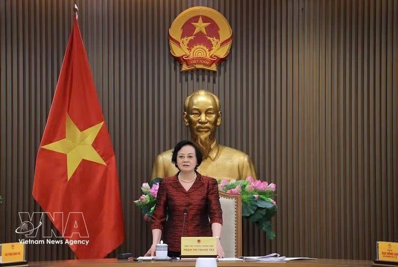 党中央书记处书记、政府副总理、国家老年人委员会主席范氏清茶主持会议。图自越通社