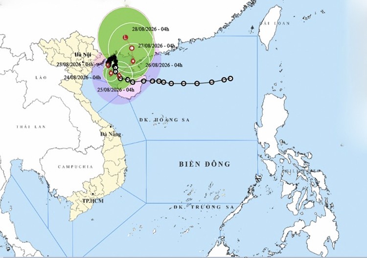 4号台风的位置与路径。图：thoitietvietnam.gov.vn