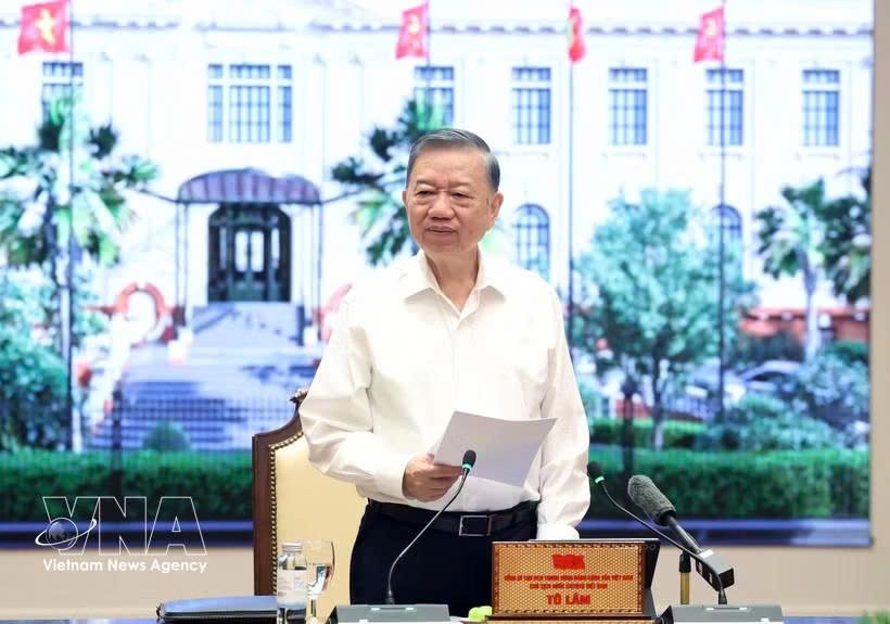 党中央总书记、国家主席苏林发表讲话。图自越通社