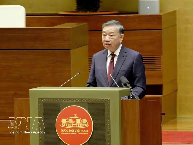 党中央总书记、国家主席苏林发表指导讲话。图自越通社