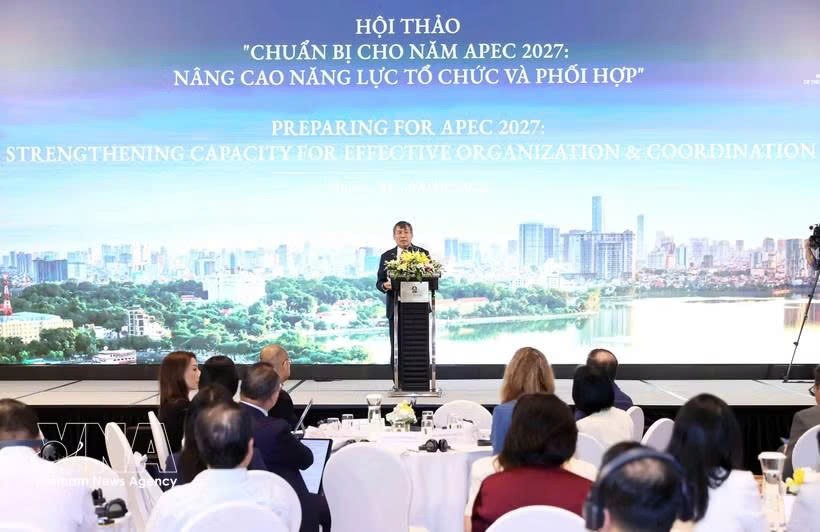 2027年APEC国家秘书处和越南外交部与美国外交部联合举办了“筹办2027年APEC会议：提升组织与协调能力”研讨会。图自越通社