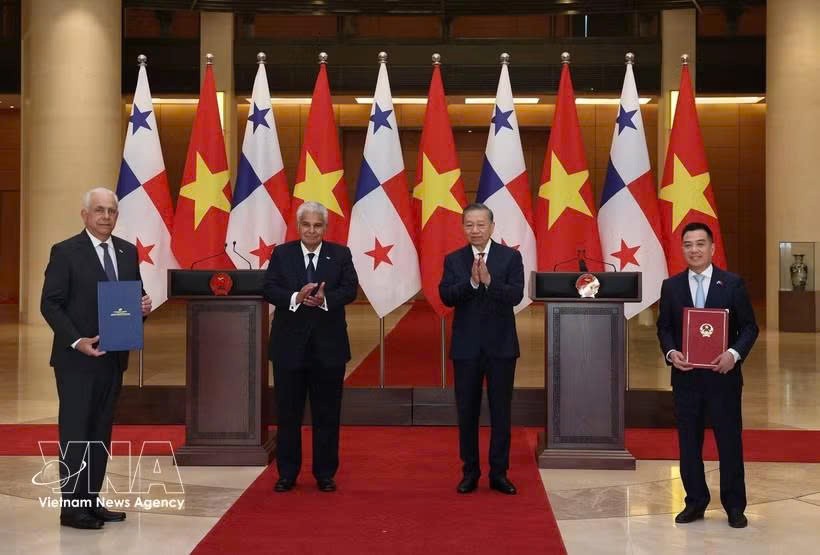 越南与巴拿马通过关于未来两国关系的联合声明。图自越通社