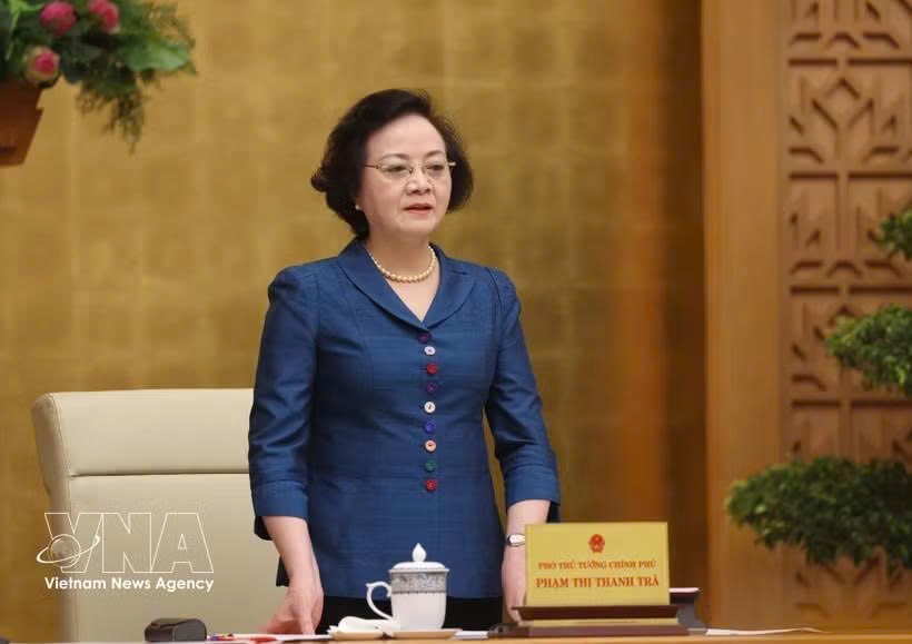越南政府副总理范氏清茶发表讲话。图自越通社
