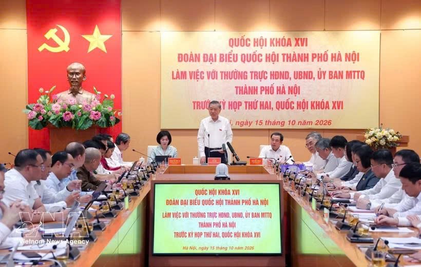 党中央总书记、国家主席苏林发表讲话。图自越通社