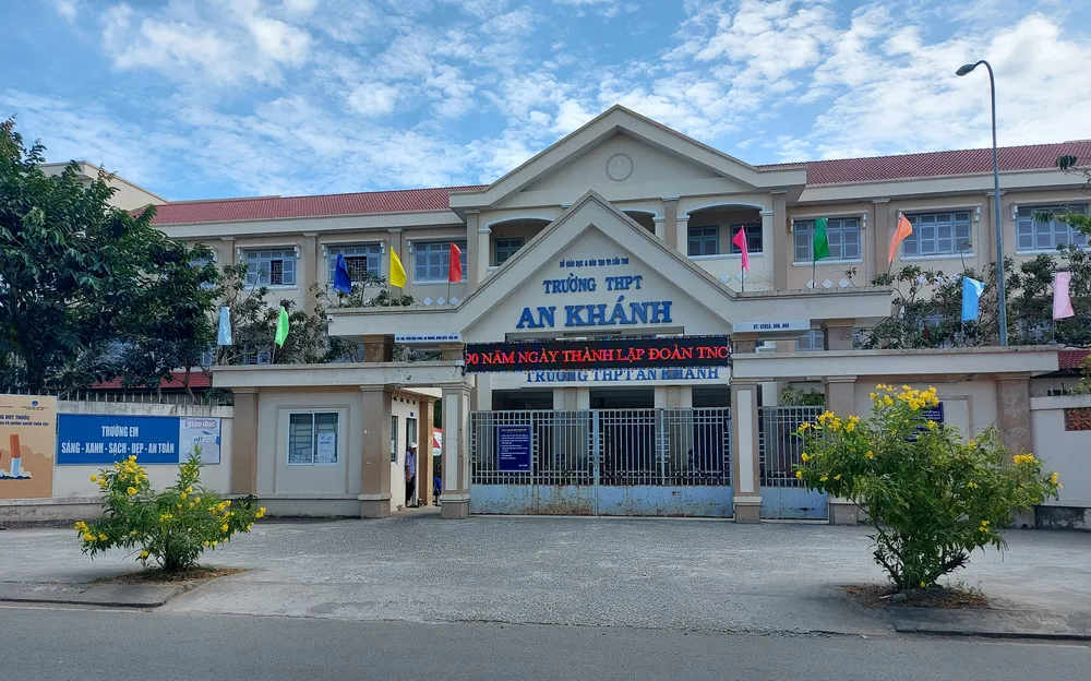 Trường THPT An Khánh, nơi xảy ra vụ việc. Ảnh: TUẤN QUANG