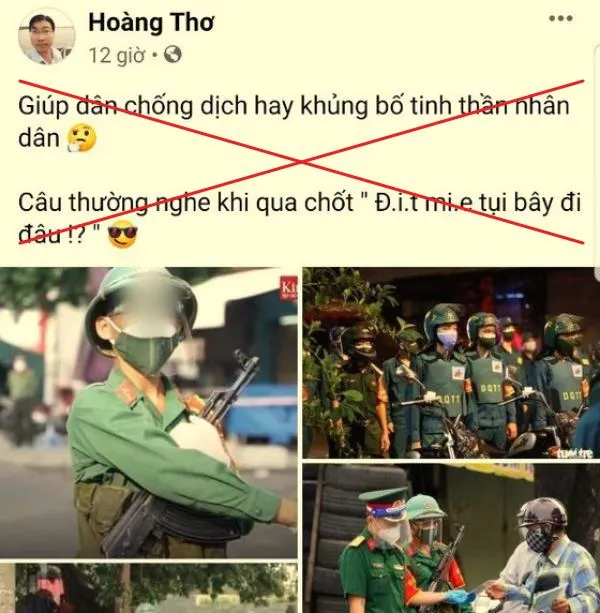 Một bài viết thông tin sai sự thật, xuyên tạc trên Facebook cá nhân của Võ Hoàng Thơ