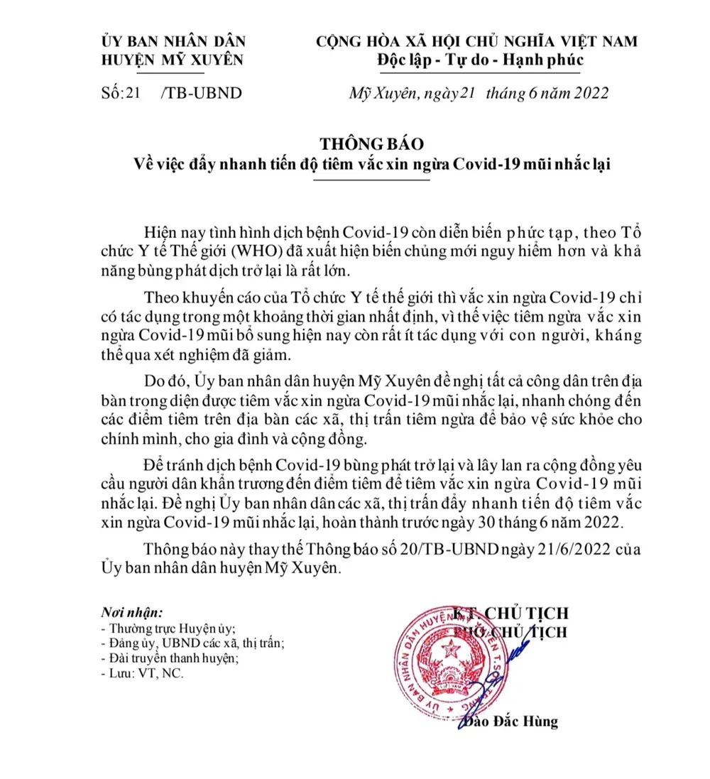 Thu hồi công văn bắt buộc người dân tiêm mũi 4 mới giải quyết các thủ tục hành chính ảnh 1