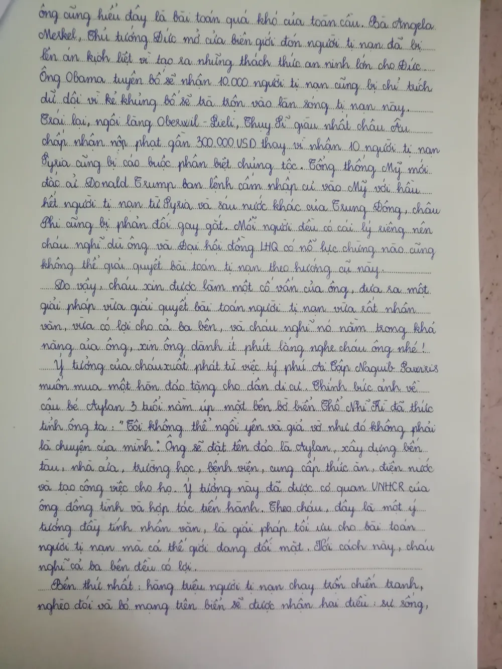 Lá thư của HS Việt gửi Tổng Thư ký LHQ về người tị nạn ảnh 2