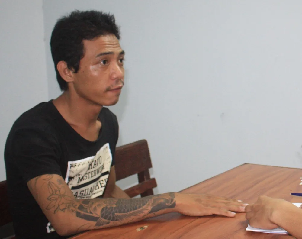 Đối tượng Huỳnh Nhung tại cơ quan điều tra 