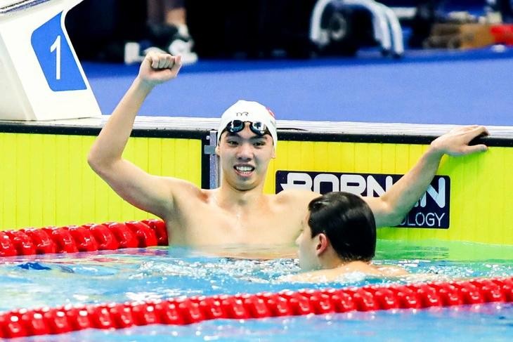 阮辉煌职业生涯中首次在亚洲游泳锦标赛上赢得金牌。