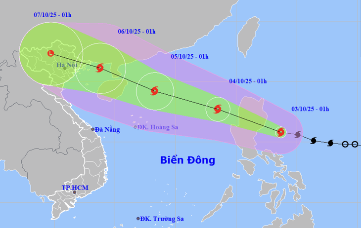 10月3日凌晨1时预测台风“麦德姆”的位置及移动方向。