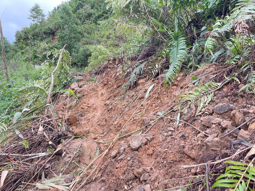 土石倾泻至ĐH83路线导致德宝和德潘两村被孤立（图：阮氏情）。