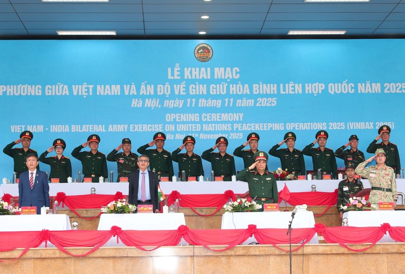 2025年越印联合国维和双边演习开幕式。