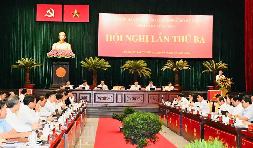 胡志明市市委书记陈留光致会议结论词。