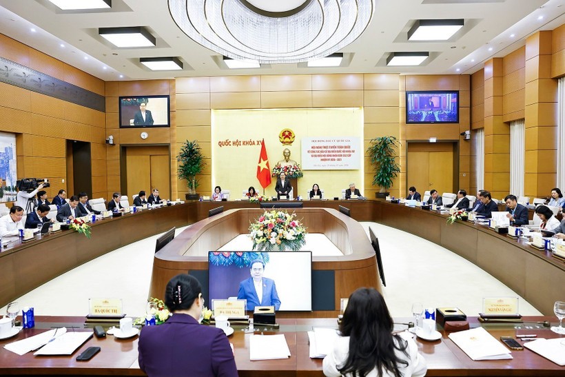 越南全国选举工作视频会议全景。