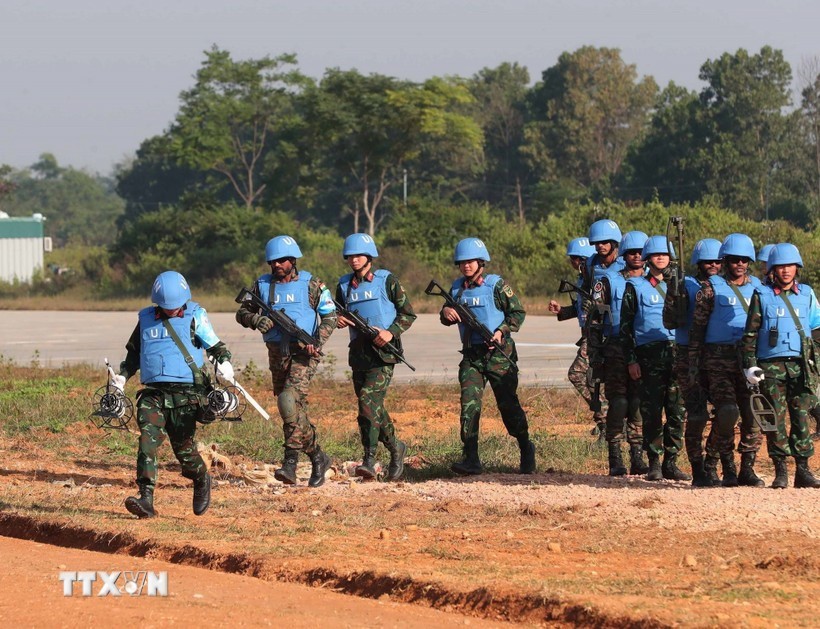 越南维和部队参加维和实地演习。图：越通社
