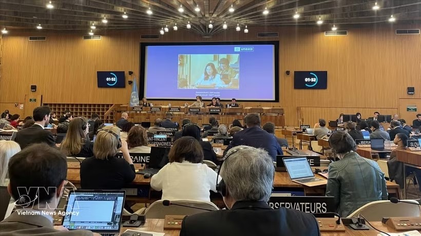 联合国教科文组织执行局第224届会议场景。图：越通社