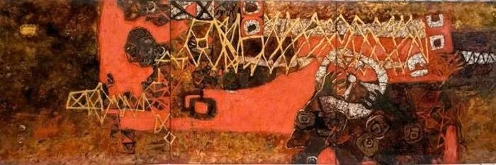 威尼斯国际艺术双年展上越南展区介绍的绘画作品。图：《人民公安网》