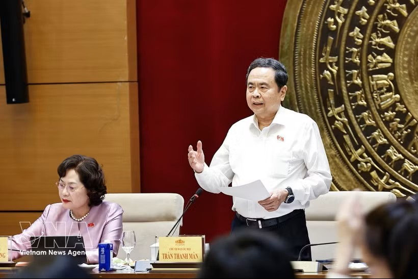 国会主席陈青敏在会上发言。图：越通社