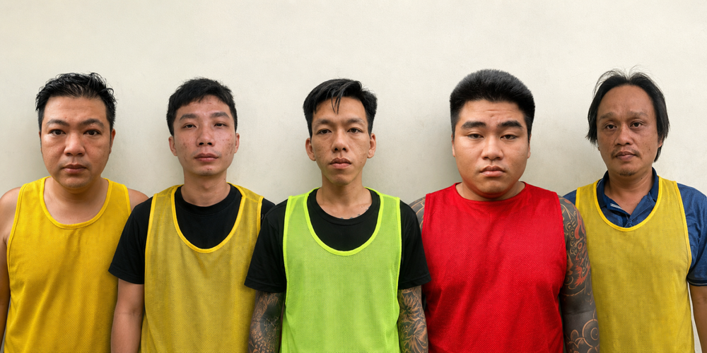 网络赌球团伙的头目及管理人员。图：胡志明市公安