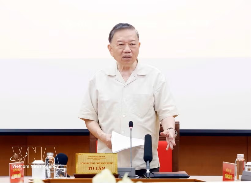 党中央总书记、国家主席苏林发表讲话。图：越通社