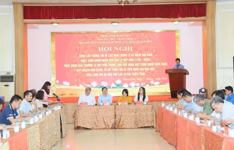 黎贵惇诞辰300周年开展系列纪念活动的新闻发布会。图：VOV