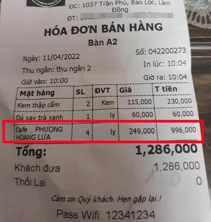 Phạt tiền quán cà phê bị tố "chặt chém” du khách ở Bảo Lộc ảnh 2