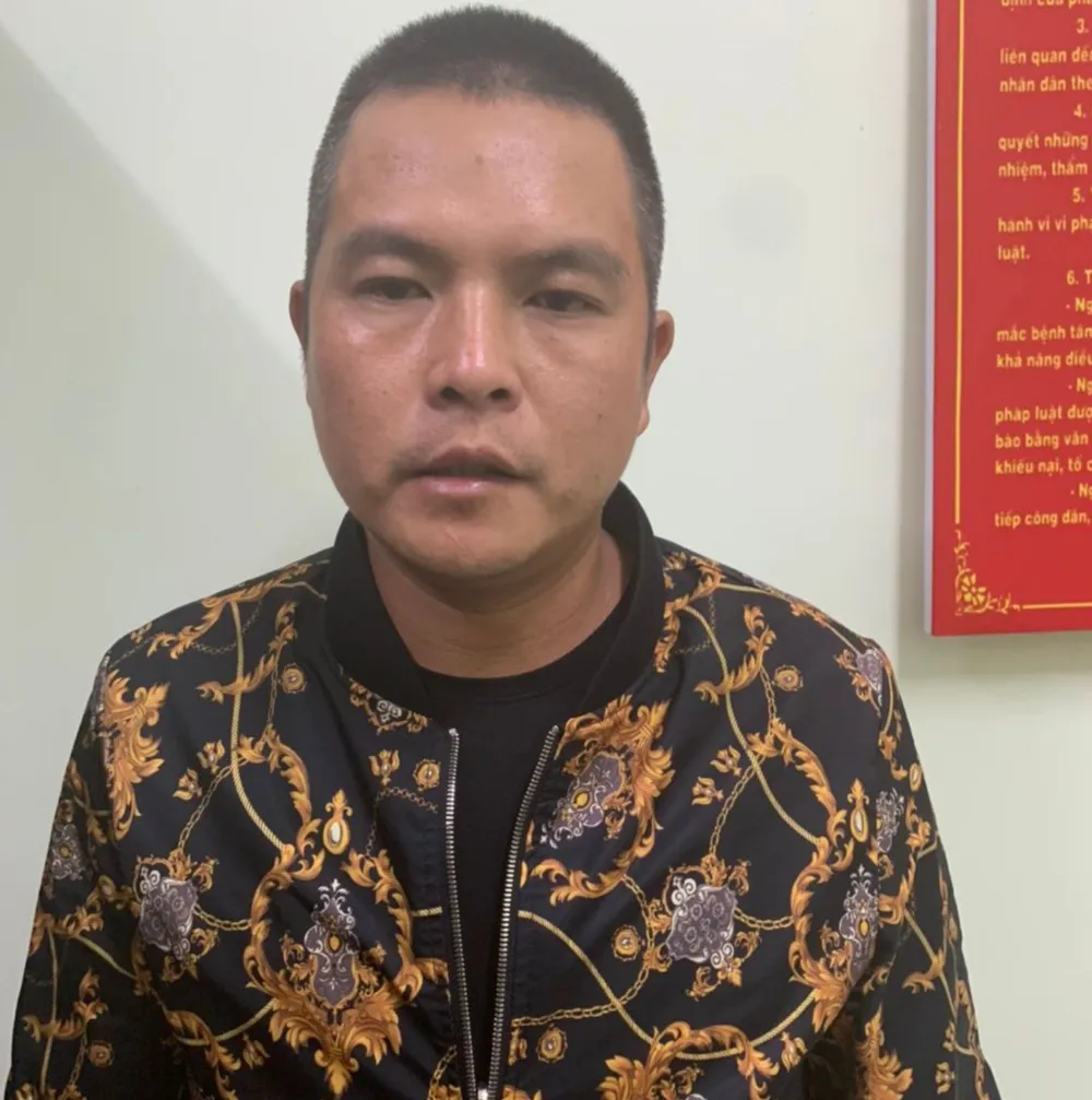 Trương Văn Thương tại cơ quan công an. Ảnh: Cơ quan công an cung cấp