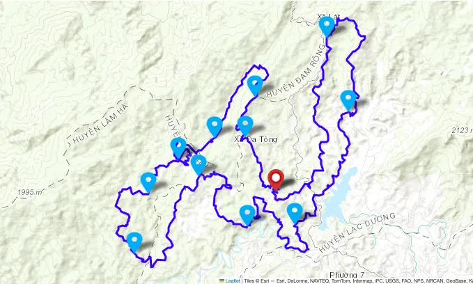 Sơ đồ cự ly 100km tại giải chạy địa hình LAAN Ultra Trail 2023