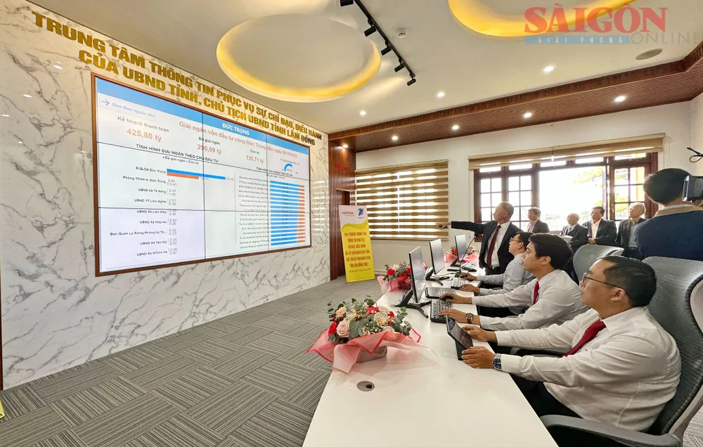 Trung tâm điều hành thông minh IOC tỉnh Lâm Đồng đặt tại UBND tỉnh. Ảnh: ĐOÀN KIÊN