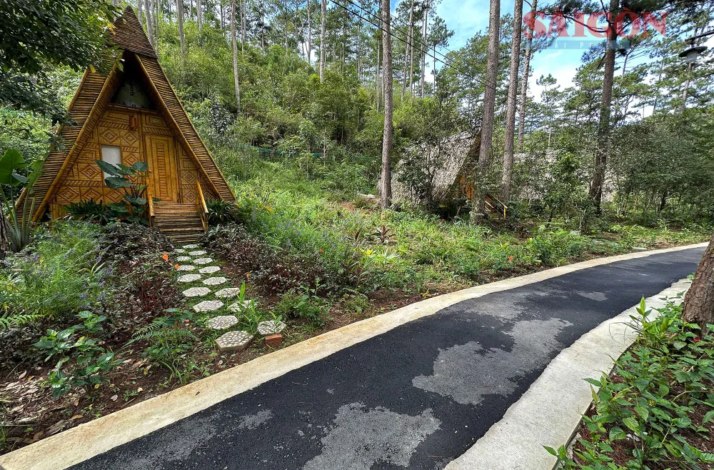 Có 16 căn nhà đã hoàn thiện nằm rải rác trong rừng. Ảnh: ĐOÀN KIÊN Có 16 căn nhà đã hoàn thiện nằm rải rác trong rừng. Ảnh: ĐOÀN KIÊN