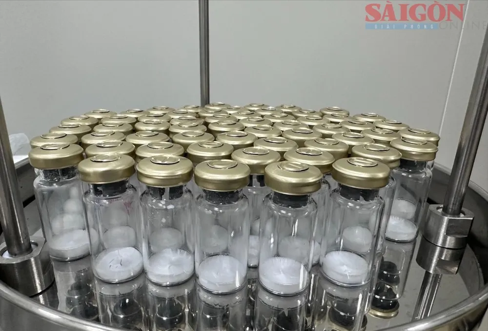Thuốc bột sau khi đông khô dùng đánh dấu với đồng vị phóng xạ Tc-99m ứng dụng trong chụp hình SPECT tại các khoa y học hạt nhân.jpg