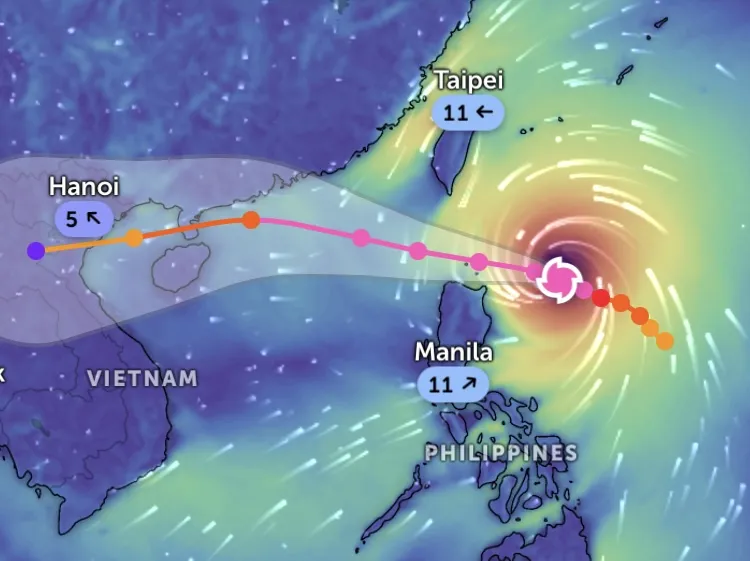 Mô hình dự báo của Hoa Kỳ về hướng di chuyển của bão Ragasa