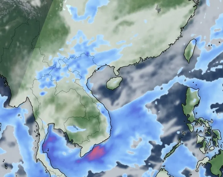 Không khí lạnh tràn xuống miền Bắc, gây thời tiết xấu ở miền Trung. Ảnh radar thời tiết lúc 6 giờ 50 phút ngày 18-11, nguồn: Z.E