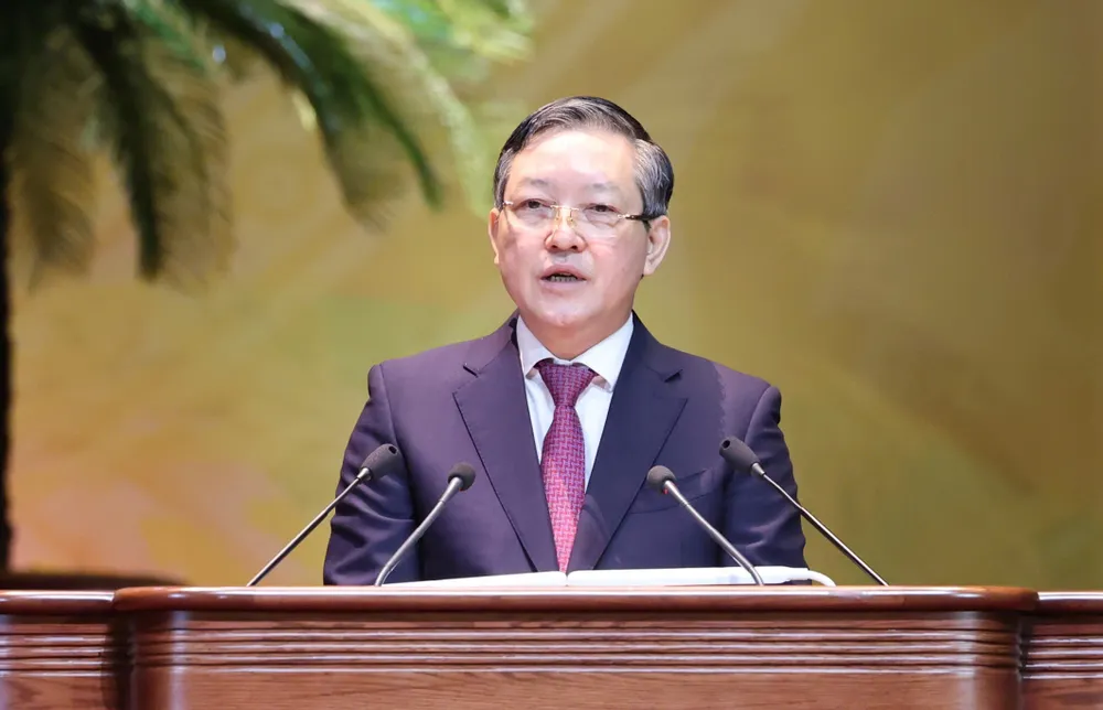 Chủ tịch Ban Chấp hành Trung ương Hội Nông dân Việt Nam Lương Quốc Đoàn đọc diễn văn khai mạc đại hội, sáng 8-6. Ảnh: QUANG PHÚC