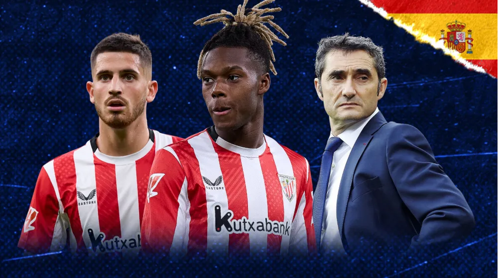 Nico Williams và Athletic Bilbao có cơ hội tranh tài ở trận chung kết Europa League ngay trên sân nhà... nếu họ vượt qua Man United ở bán kết. Cesar Ortiz Gonzalez/Soccrates/Getty Images