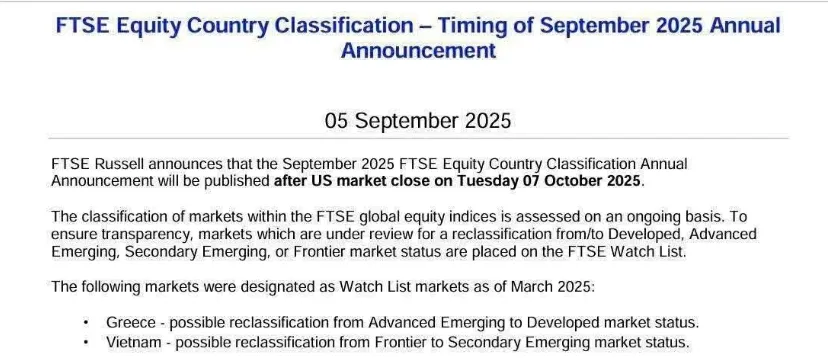 Báo cáo về nâng hạng chứng khoán Việt Nam. Ảnh: FTSE