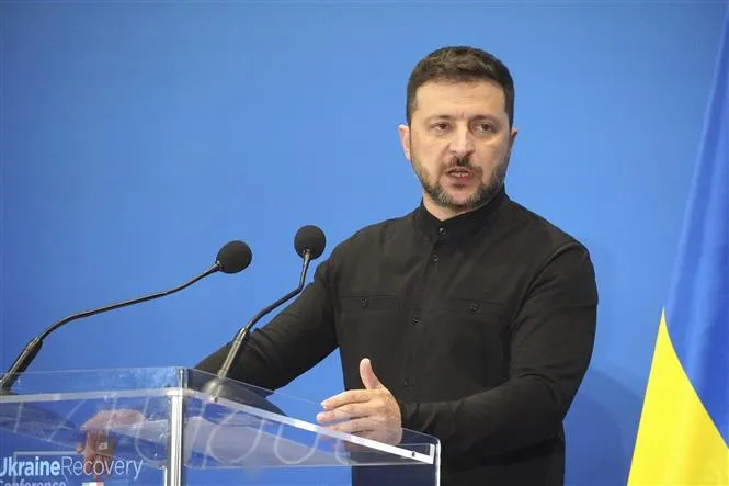 Tổng thống Ukraine Volodymyr Zelensky. Ảnh: Kyodo