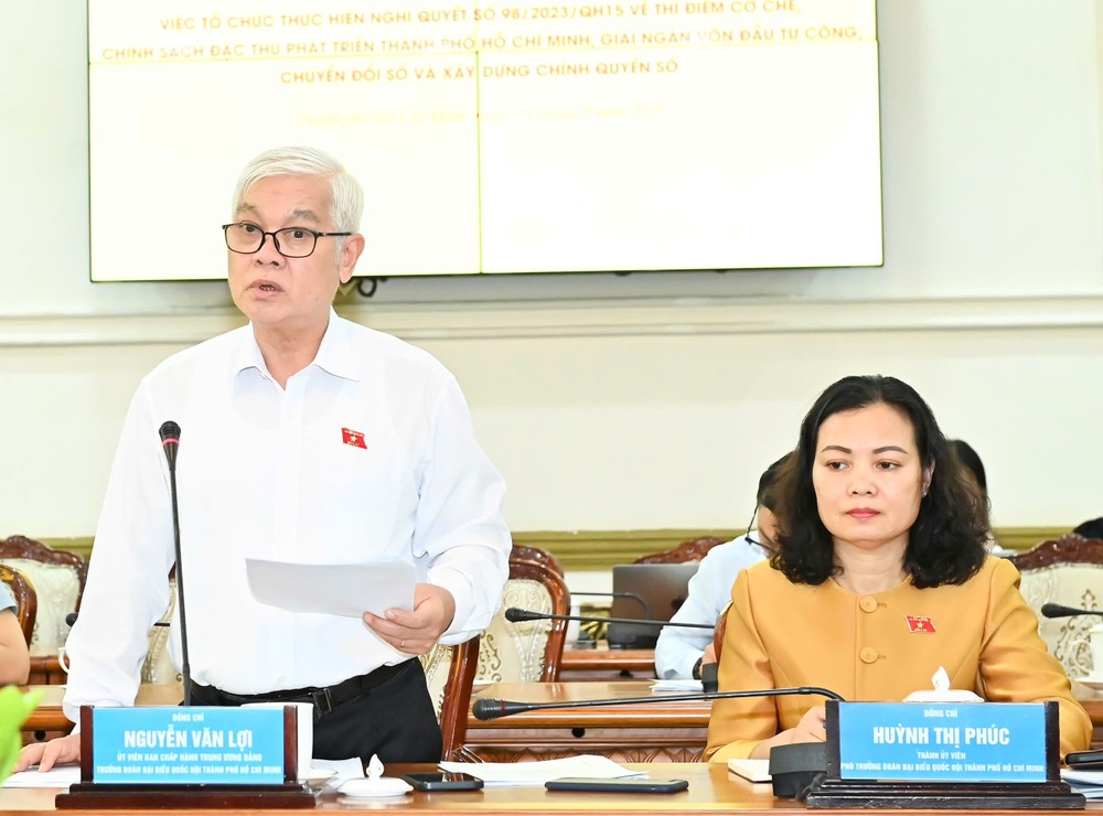 胡志明市国会代表团团长阮文利作会议结论。 